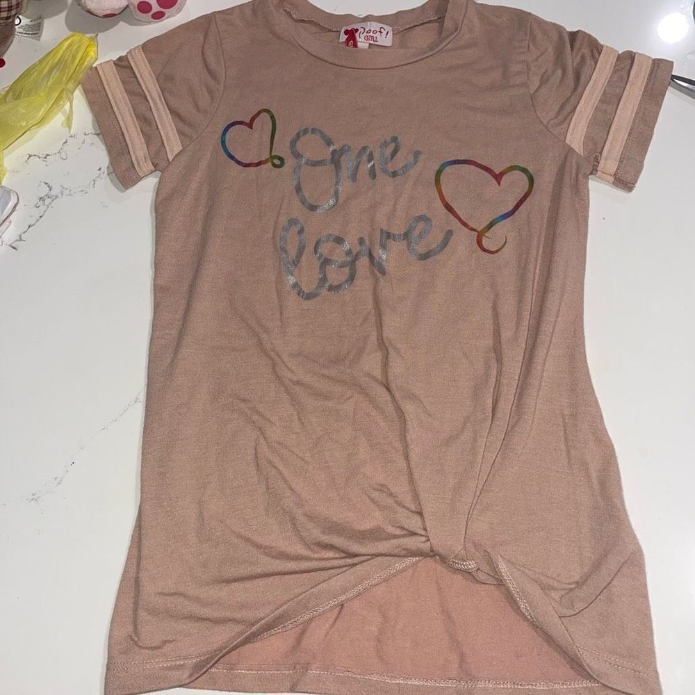 Poof! Girl Taupe One Love T-Shirt - Size S Girls